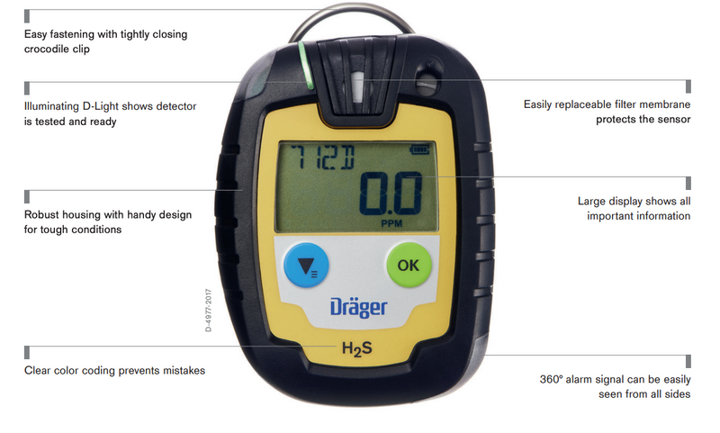 Drager PAC 6500 Hydrogen Sulfide (H2S) Single Gas Monitor- 8327613 - 1/CS
