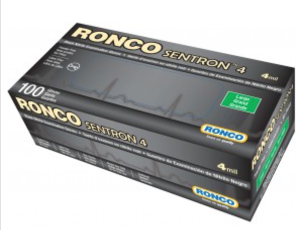 Ronco Sentron™ 4 Disposable Examination Nitrile Gloves 4-mil, Powder-Free- 964 -100/BX 10BX/CS