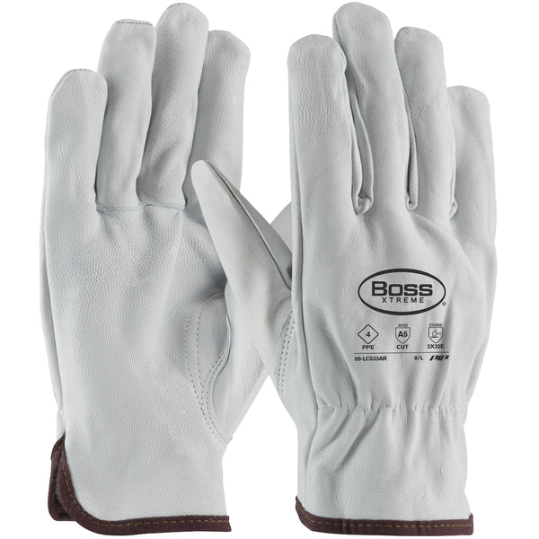 Boss Xtreme - AR Rated Top Grain Goatskin Leather Drivers Glove with Para-Aramid Lining - Keystone Thumb
