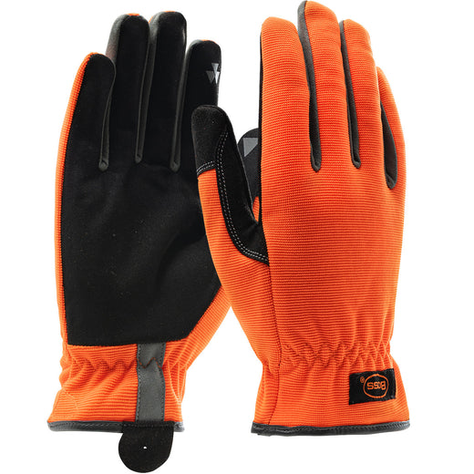 Boss - Synthetic Leather Palm and Hi-Vis Fabric Back - PVC Grip on Index Finger/Thumb