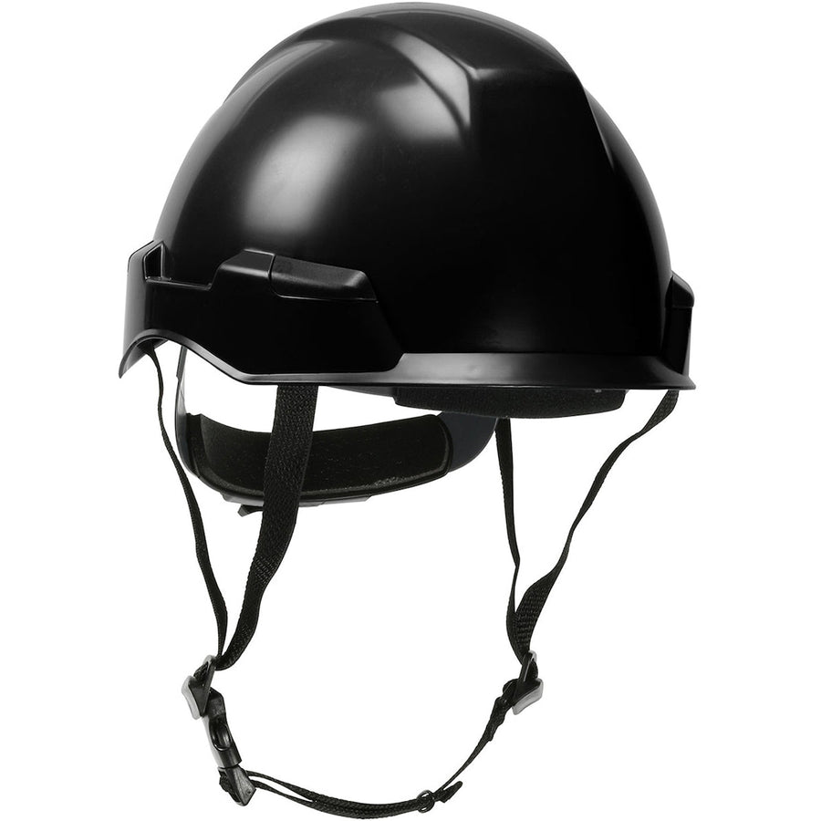 Industrial Climbing Helmet with Polycarbonate / ABS Shell, Nylon Suspension, Wheel Ratchet Adjustment and 4-Point Chin Strap Rocky