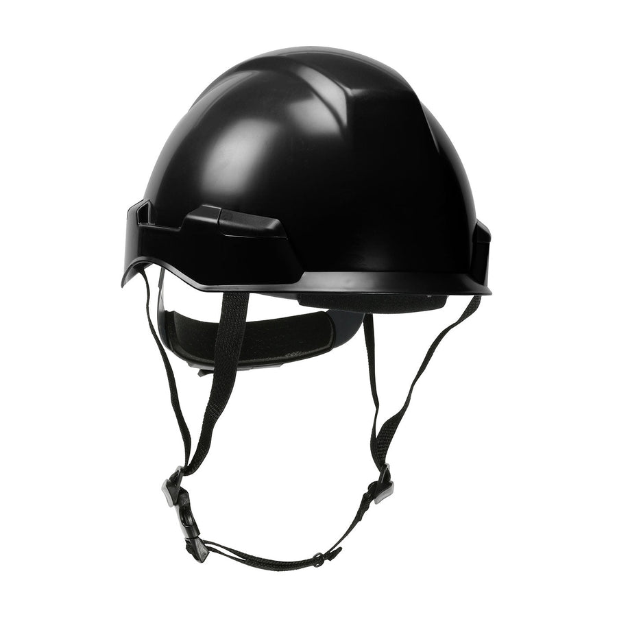 Industrial Climbing Helmet with Polycarbonate / ABS Shell, Hi-Density Foam Impact Liner, Nylon Suspension, Wheel Ratchet Adjustment and 4-Point Chin Strap Rocky