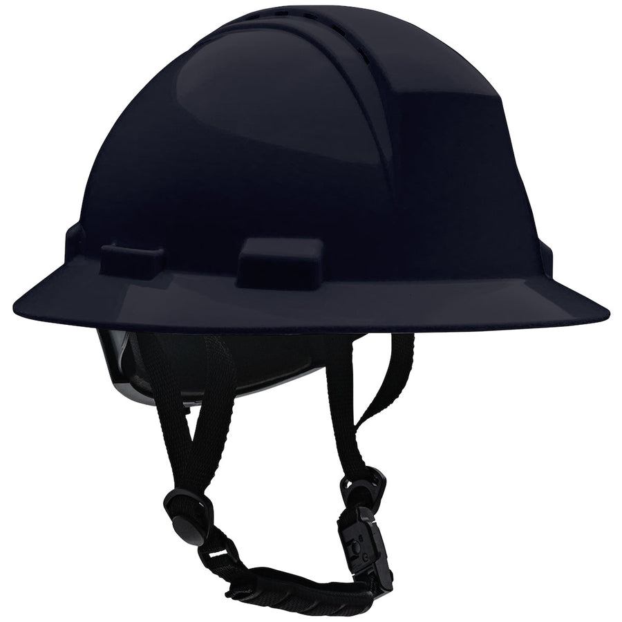 Type II Full Brim Safety Helmet with HDPE Shell, 4-Point Textile Suspension, Wheel Ratchet Adjustment Vented, With 4-Point Chinstrap Kilimanjaro