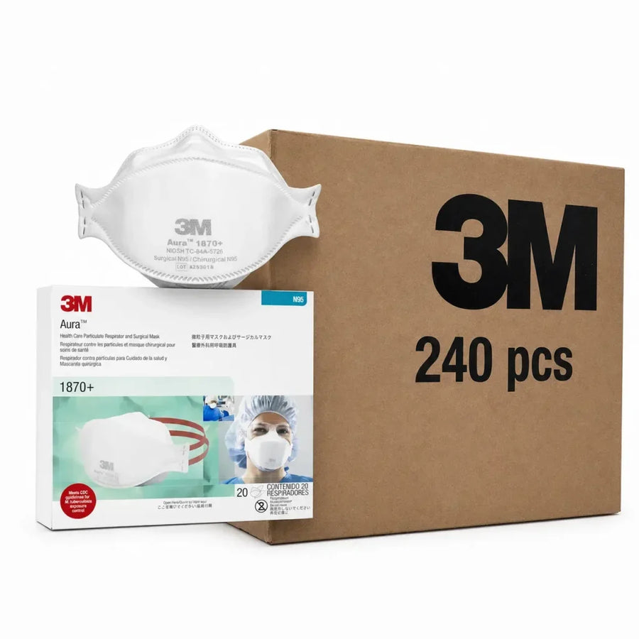 3M Aura Health Care Particulate Respirator and Surgical Mask 1870+, N95, 240/Case