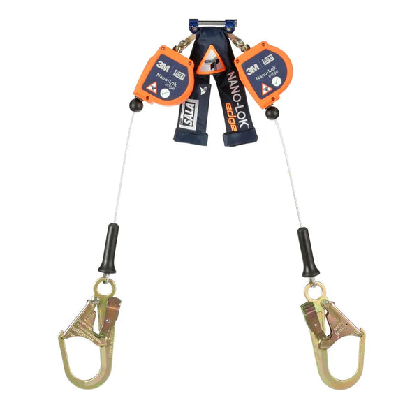 3M DBI-SALA Nano-Lok Edge Twin-Leg Self Retracting Lifeline, 3500253, cable, quick connect, 8 ft (2.4 m) web