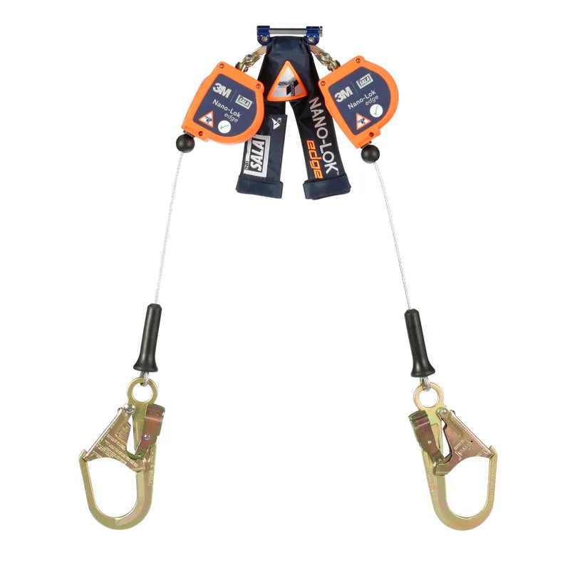 3M DBI-SALA Nano-Lok Edge Twin-Leg Self Retracting Lifeline, 3500253, cable, quick connect, 8 ft (2.4 m) web - DBI-SALA