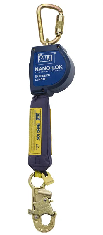 3M DBI-SALA Nano-Lok Extended Length Self Retracting Lifeline, 3101599, with anchor hook, 10 ft (3 m) web - DBI-SALA