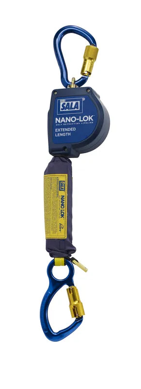 3M DBI-SALA Nano-Lok Extended Length Self Retracting Lifeline, 3101600, with anchor hook, 10 ft (3 m) web - DBI-SALA