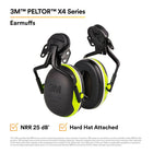3M PELTOR Helmet Attached Earmuffs X4P5E-OR, Electrically Insulated, 10/Case - PELTOR