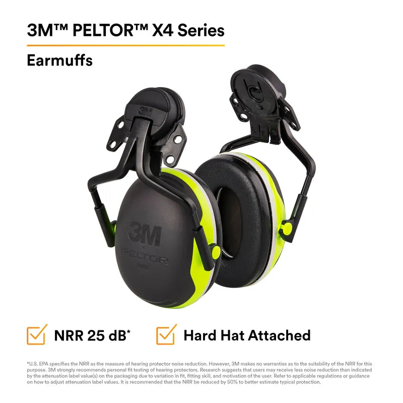 3M PELTOR Helmet Attached Earmuffs X4P5E, Electrically Insulated, 10/Case - PELTOR