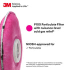 3M Particulate Filter, 2096, P100, with nuisance level acid gas relief, 50 pairs/case - 3M