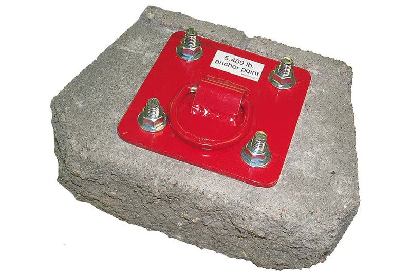 3M Protecta Concrete D-ring Anchorage Plate, AJ720A, with bolts, red, 6 in x 6 in x 0.5 in (15.2 cm x 15.2 cm x 1.3 cm) - Protecta