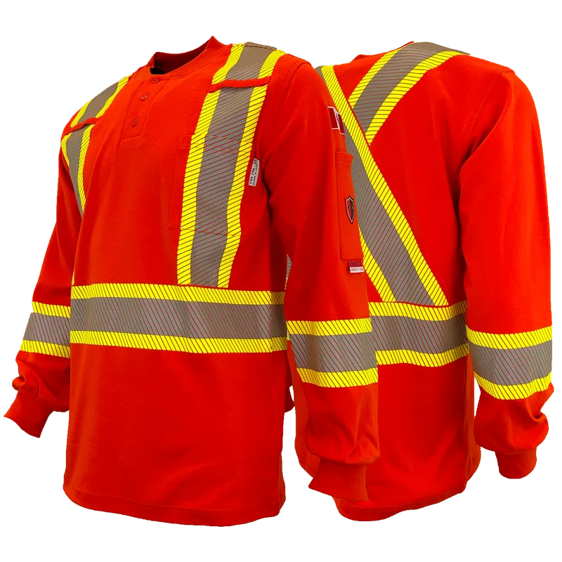 FR/AR 4” Hi Vis Henley Shirt - Atlas Workwear