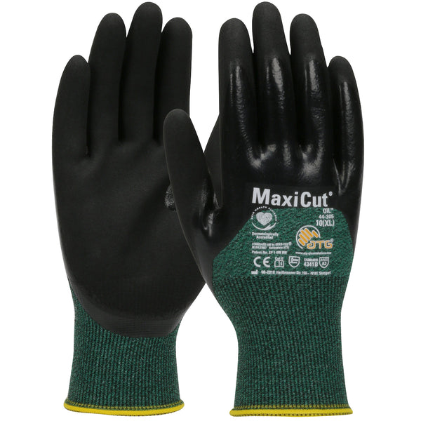 PIP ATG MaxiCut Oil - Seamless Knit Engineered Yarn Glove with Nitrile Coated MicroFoam Grip on Palm, Fingers & Knuckles - GP44305
