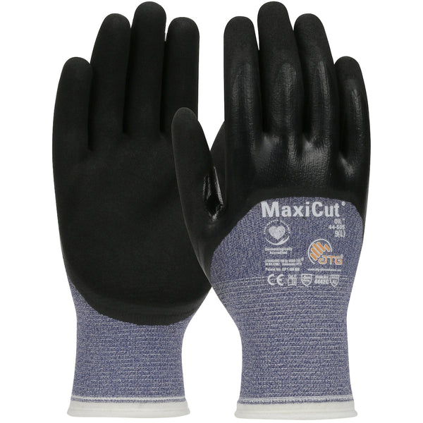 PIP ATG MaxiCut Oil - Seamless Knit Engineered Yarn Glove with Nitrile Coated MicroFoam Grip on Palm, Fingers & Knuckles - GP44505