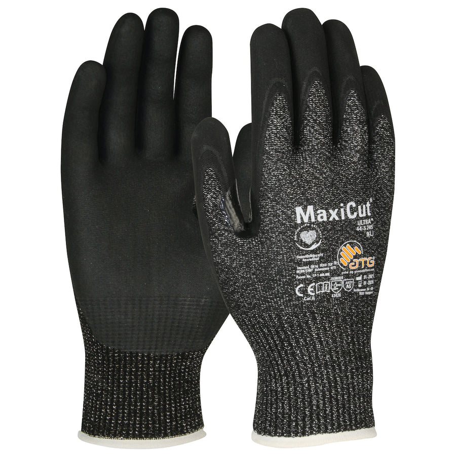 Seamless Knit Engineered Yarn Glove with Nitrile Coated MicroFoam Grip on Palm & Fingers MaxiCut Ultra