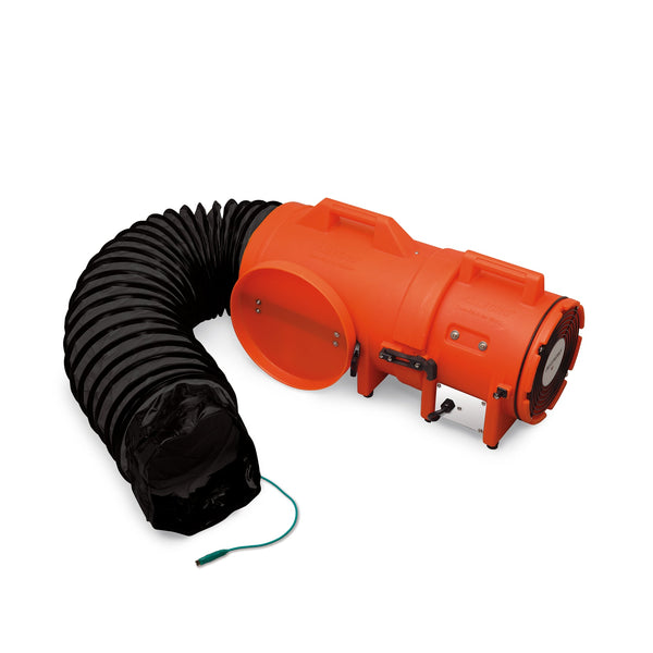 Allegro 8" Axial Explosion-Proof (EX) Plastic Blower with Compact Canister and 15' Statically Conductive Ducting, 25 lbs.