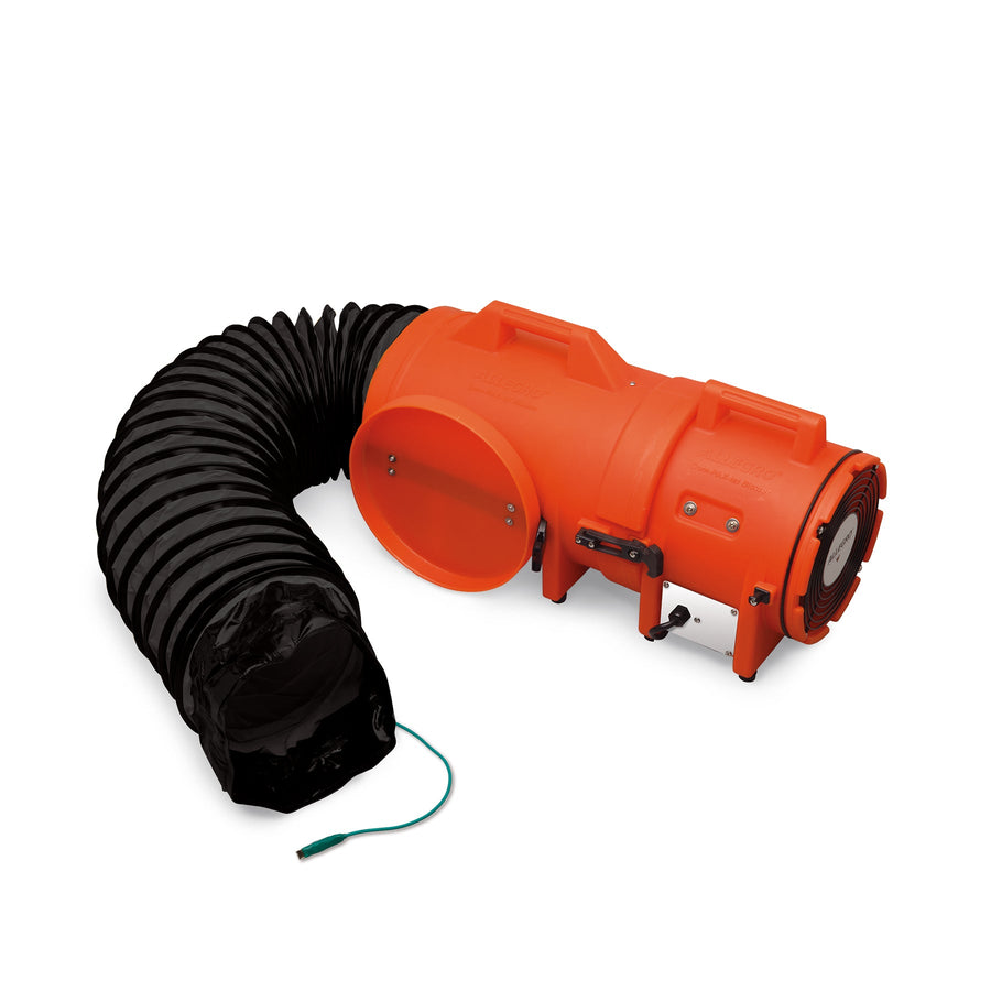 8" Axial Explosion-Proof (EX) Plastic Blower with Compact Canister and 15' Statically Conductive Ducting, 25 lbs. - Allegro