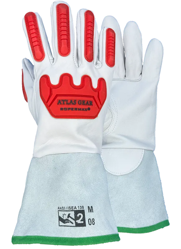 Leather Impact Gloves w/ Gauntlet Cuff - Atlas Workwear