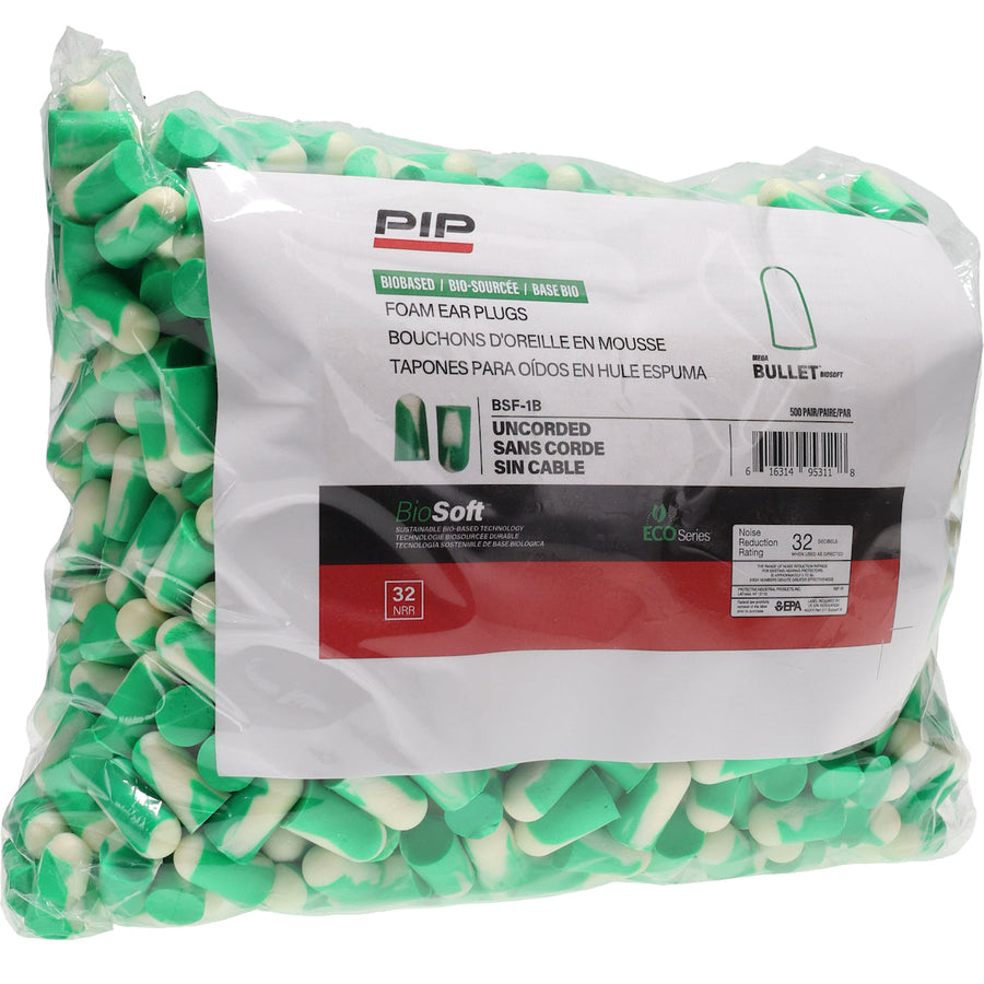 Disposable Bio-Based Foam Ear Plug with BioSoft Technology - NRR 32 - Bulk Mega Bullet BioSoft