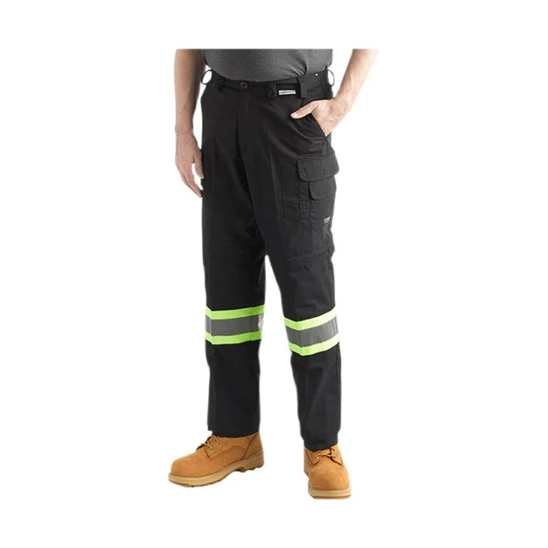 Wasip Black Coolworks Ventilated Cargo Style Workpants, 4" Refl. Tape