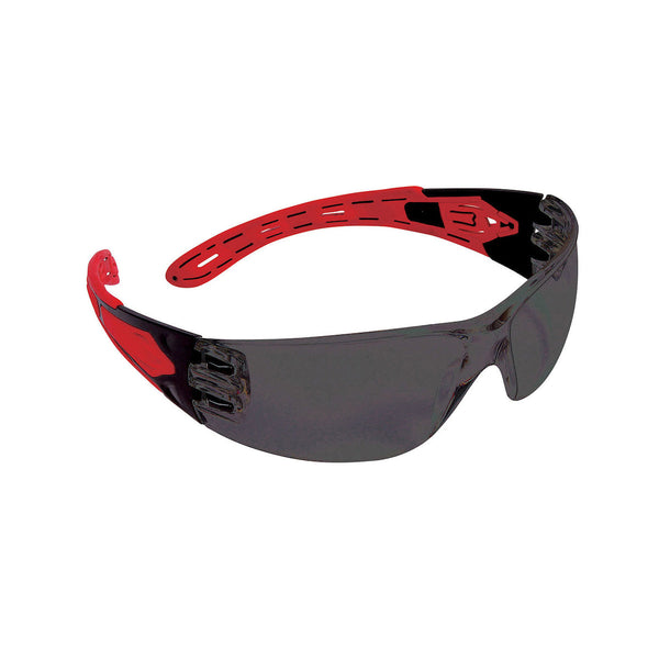 PIP Dynamic Volcano - Rimless Safety Glasses with Red Temples, Smoke Lens and 4A Coating