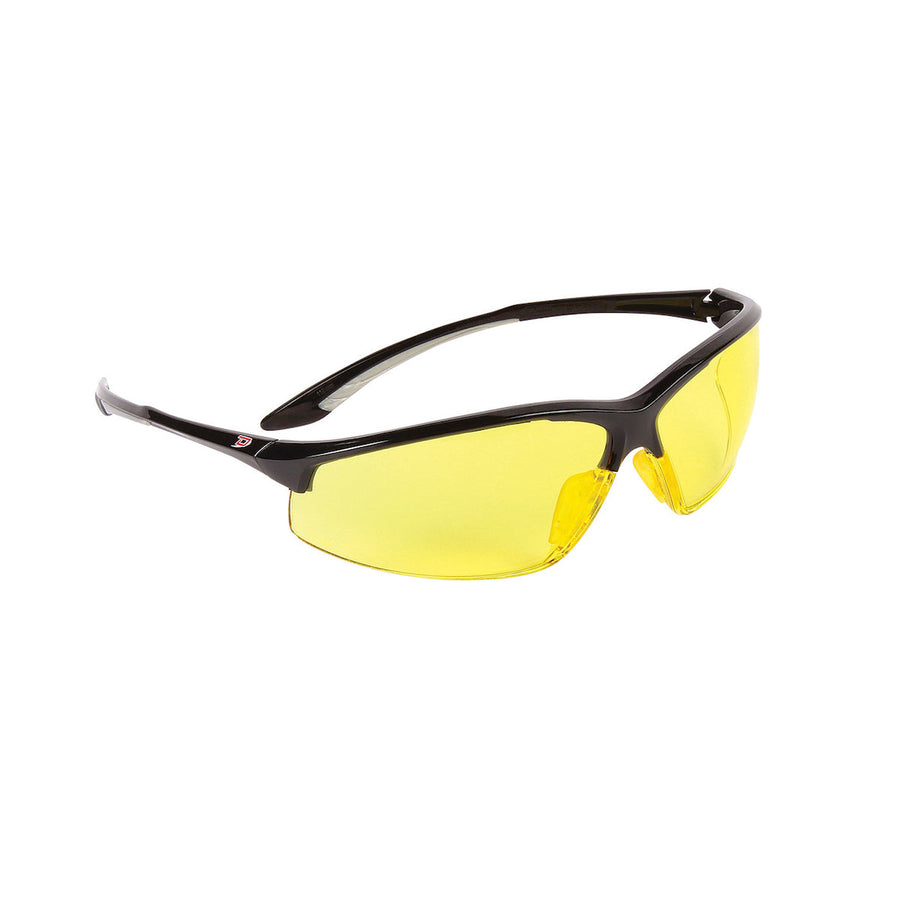 PIP Dynamic Hummingbird - Semi-Rimless Safety Glasses with Black Temple, Amber Lens and Dyna-Shield Coating