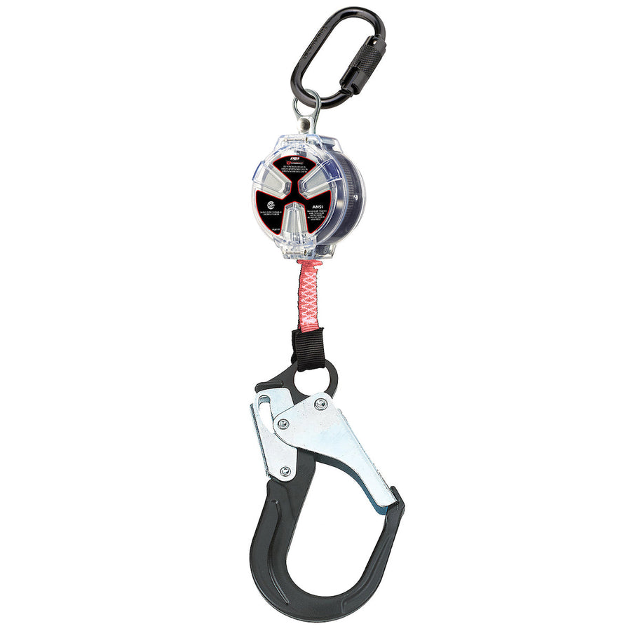 Dynamic - Webbing Self-Retracting Lifeline CSA Class SRL, with Triple Action Carabiner and Large Aluminium Snap Hook - 6' (1.8m)