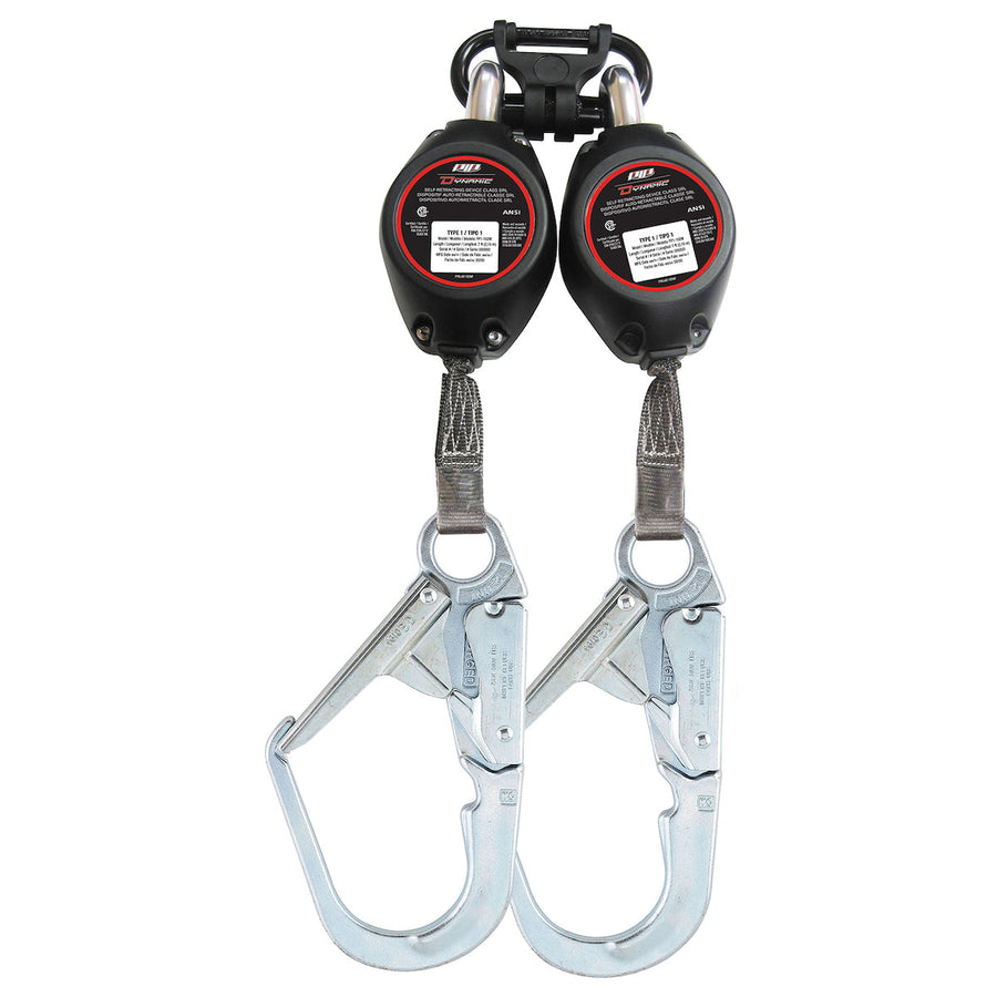 Dynamic - Double Leg Web Self-Retracting Lifeline CSA Class SRL, with Triple Action Carabiner and Large Snap Hook - 7' (2.1m)