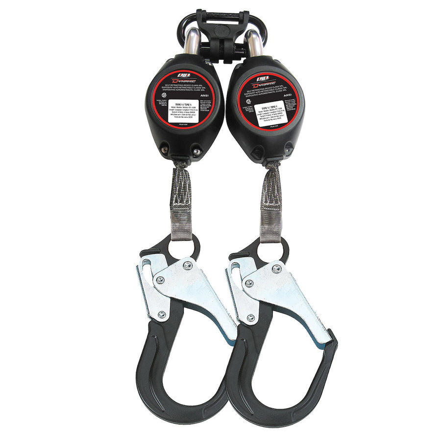 Dynamic - Double Leg Web Self-Retracting Lifeline CSA Class SRL, with Triple Action Carabiner and Aluminum Large Hook - 7' (2.1m)