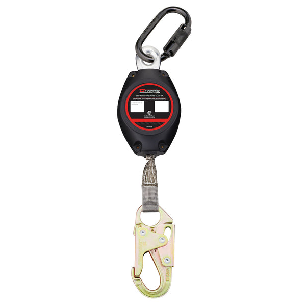 Dynamic - Webbing Self-Retracting Lifeline CSA Class SRL, with Small Snap Hook and Triple Action Carabiner - 11' (3.4m)