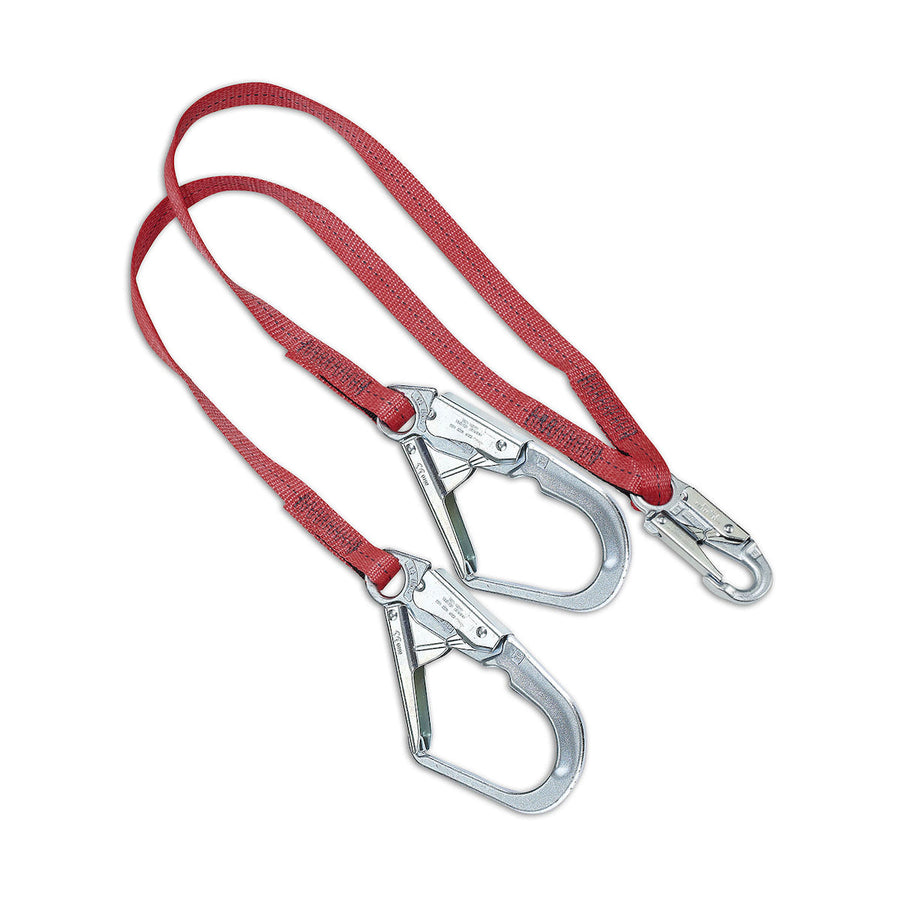 Dynamic - Polyester Webbing Double-Leg Fixed "Y" Lanyard withSnap Hook and Scaffold Hook - 1"