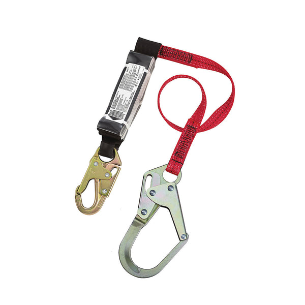Dynamic Dyna-ONE - Polyester Single-Leg Fixed Lanyard with Energy Absorber, Snap Hook and Rebar Hook Connectors - 1"