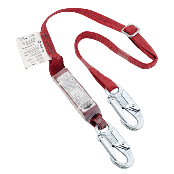 Dynamic - Polyester Single-Leg Ajustable Lanyard With Energy Absorber and Two Snap Hook Connectors - 1"