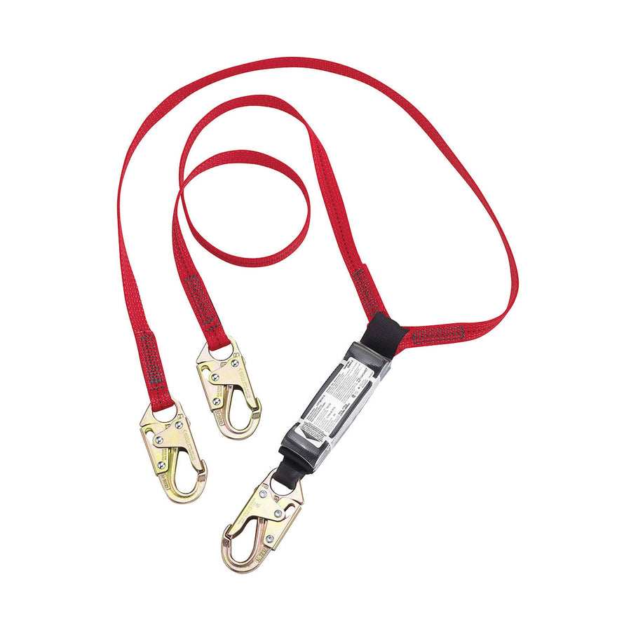 Dynamic Dyna-ONE - Polyester Double-Leg Fixed Y-Lanyard with Energy Absorber and Three Snap Hook Connectors - 1"
