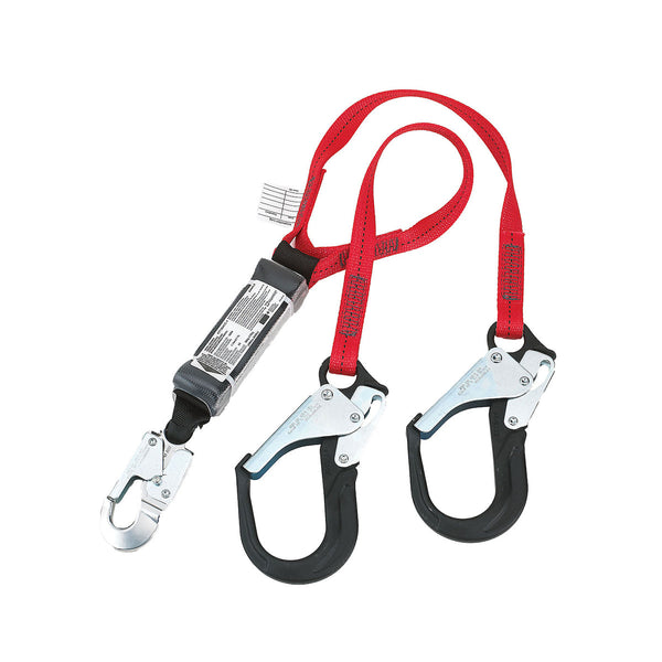 Dynamic Dyna-ONE - Polyester Double-Leg Fixed Y-Lanyard with Energy Absorber and Three Aluminum Snap Hook Connectors - 1"