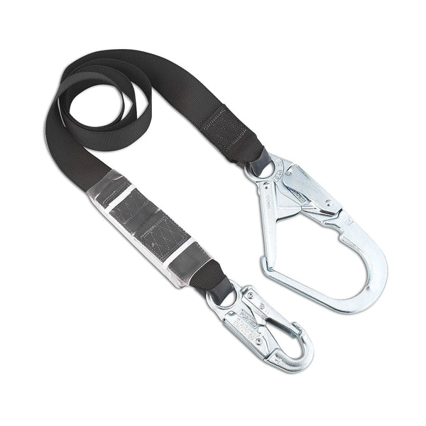 Dynamic Dyna-ONE - Polyester Fixed Single-Leg Lanyard with Energy Absorber, Snap Hook and Large Hook Connectors - 1.75" wide Polyester