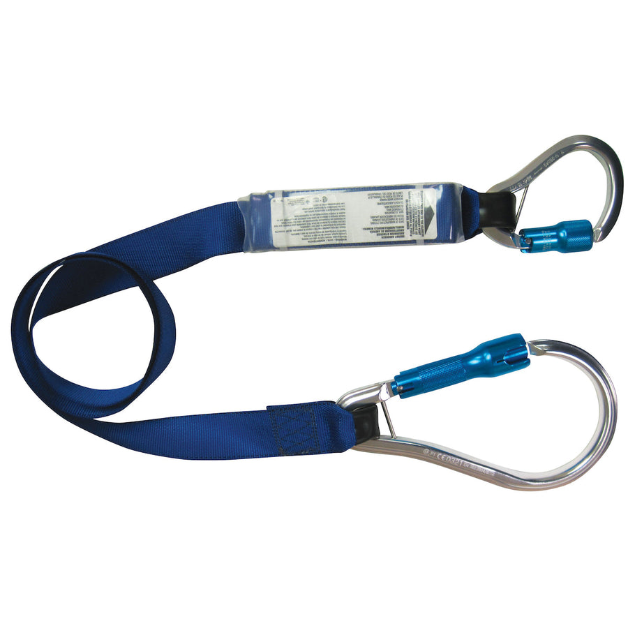 Dynamic Dyna-ONE - Polyester Anti-Corrosion Lanyard with Energy Absorber, Aluminum Carabiner and Large Aluminum Carabiner Connectors - 1.75"