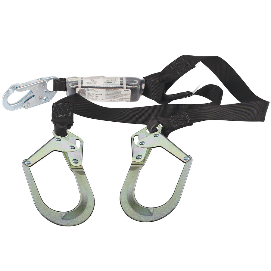 Dynamic Dyna-ONE - Polyester Fixed and Continuous Y-Lanyard with Energy Absorber, Snap Hook and Rebar Hook Connectors - 1.75"