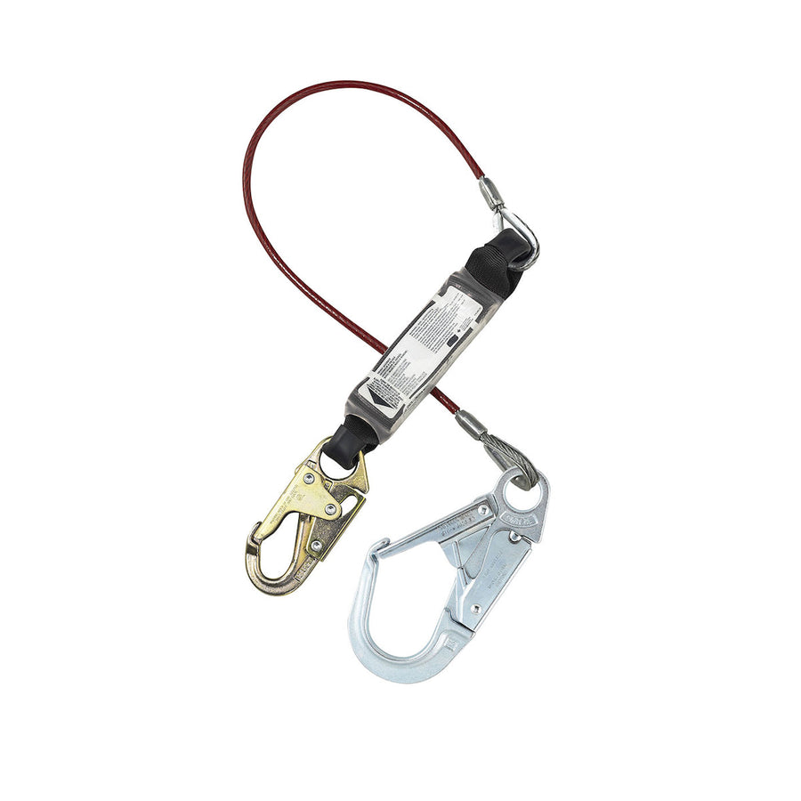 Dynamic Dyna-ONE - Steel Cable Lanyard with Energy Absorbe, Snap Hook and Rebar Hook Connectors - 1/4"