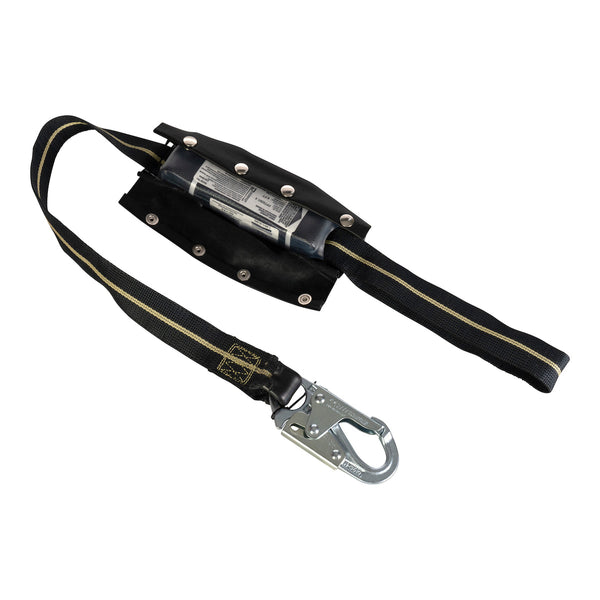 Dynamic - Kevlar Single-Leg Fixed Lanyard with Energy Absorber and one soft loop for the harness connection and one small hook for the anchorage connection