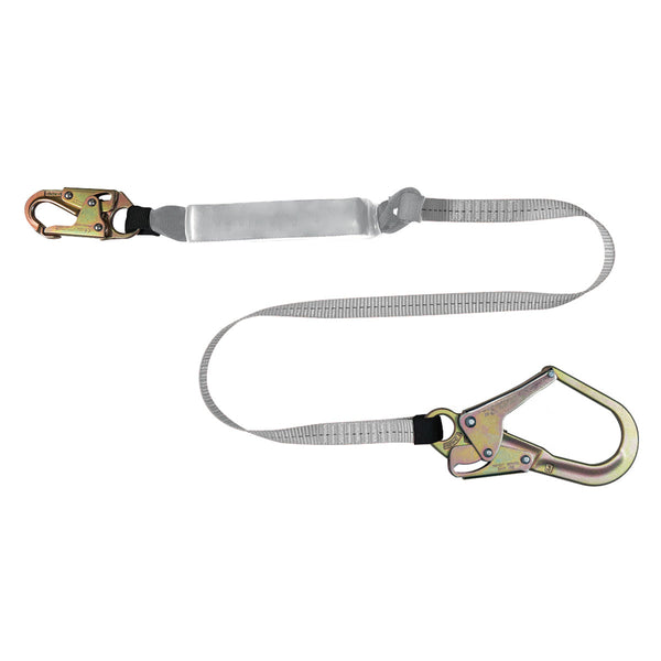 Dynamic Dyna-Lite - Polyester Single-Leg Fixed Lanyard with Energy Absorber, Snap Hook and Scaffold Hook Connectors - 1"
