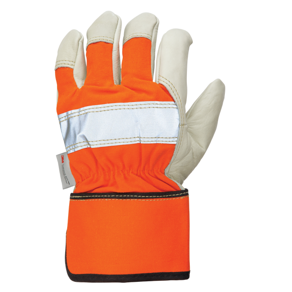 Tough Duck Thinsulate Lined Leather HI-Vis Fitter Glove