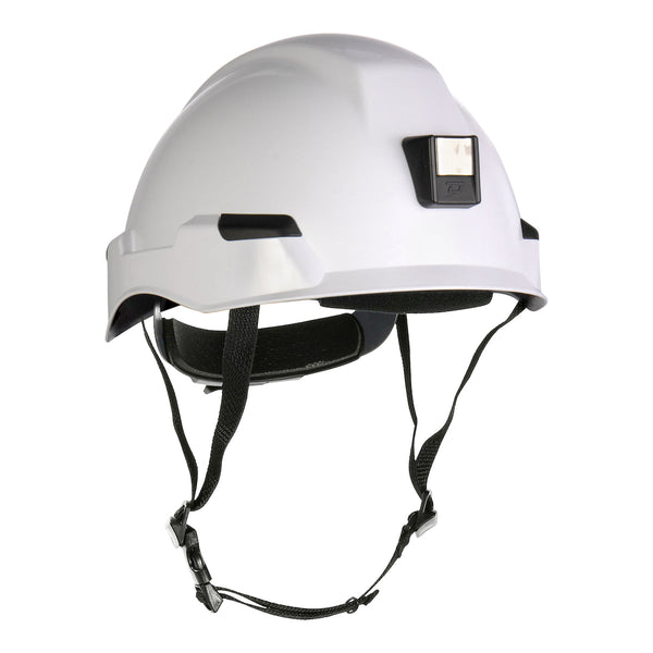 Dynamic Rocky - Industrial Climbing Helmet with Polycarbonate / ABS Shell, Hi-Density Foam Impact Liner, Nylon Suspension, Wheel Ratchet Adjustment and 4-Point Chin Strap, Miner's Lamp Bracket