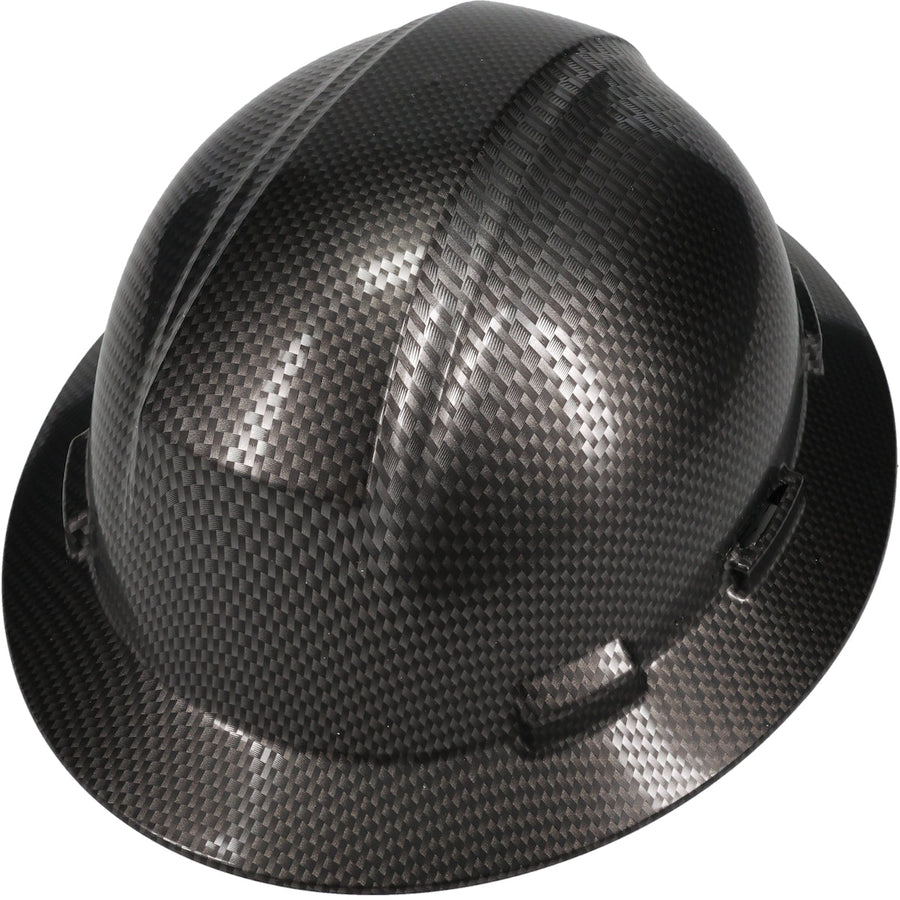 Full Brim Hard Hat, Carbon Fibre Look Wrap, HDPE Shell, 4-Point Nylon Suspension and "Sure-Lock" Ratchet Adjustment - Type 1 Class E Kilimanjaro