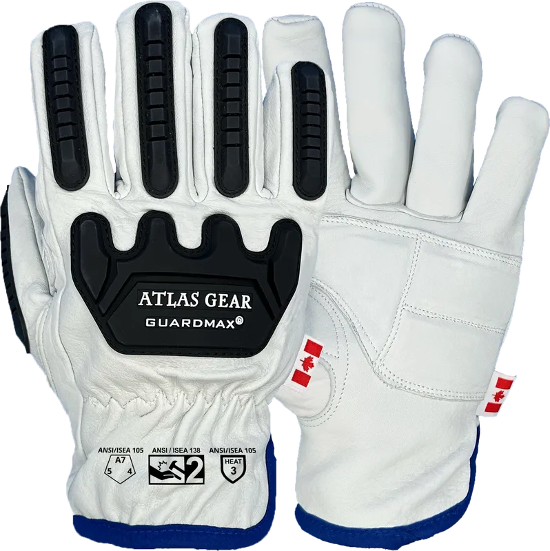 Leather Impact Gloves w/ Padded Palm - Atlas Workwear