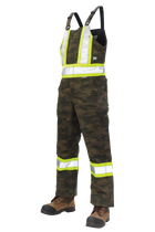 Tough Duck Camo Flex Duck Safety Bib Overall - Green Camo Front