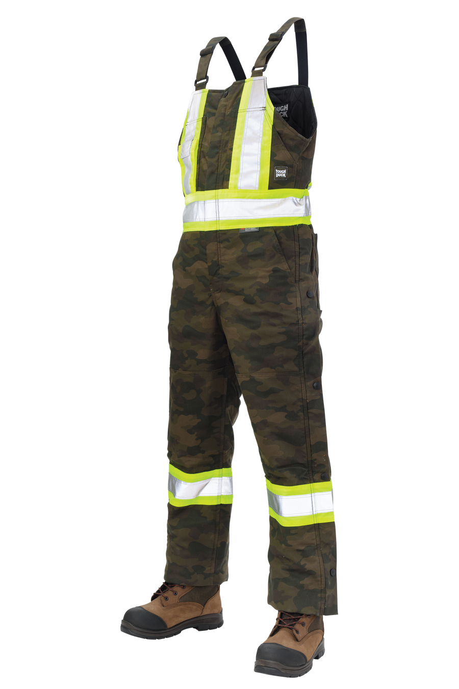 Tough Duck Camo Flex Duck Safety Bib Overall - Green Camo Front