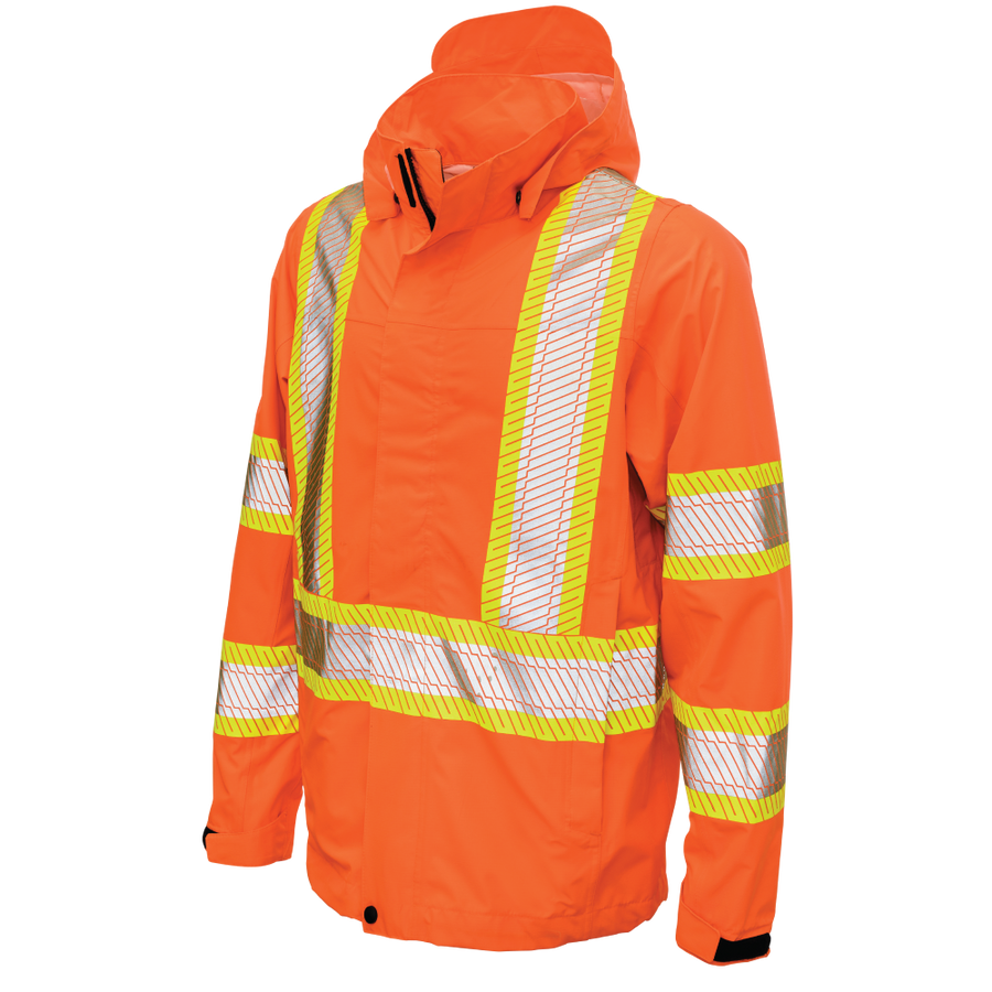 SJ051 - Packable Safety Rain Jacket - Orange - product image