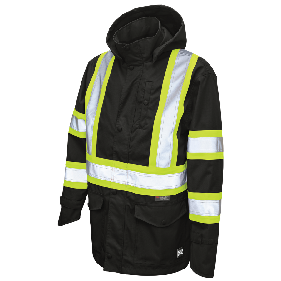 SJ351 - Safety Rain Jacket - Black - product image